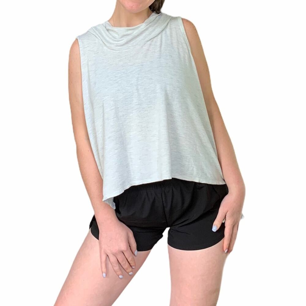 Kaleigh Beige Cropped Sleeveless Lounge Hoodie M